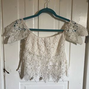 White lace off the shoulder top